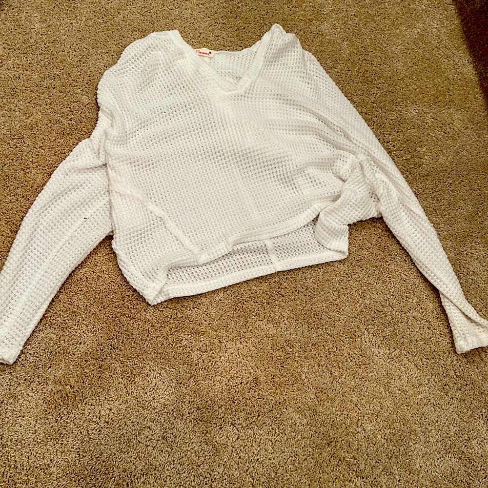 South moon Under light mesh hooded crop top